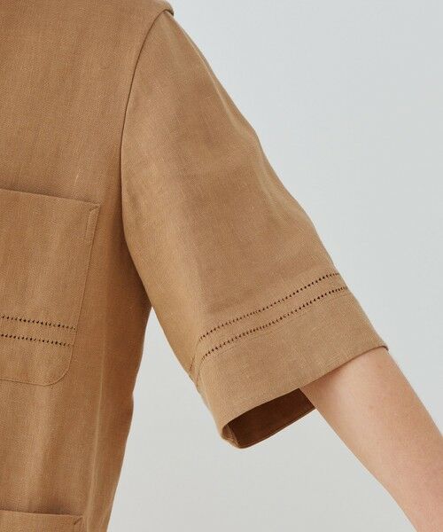 TOMORROWLAND / トゥモローランド ノーカラージャケット | リブコンビフレンチリネン ハーフスリーブジャケット | 詳細7