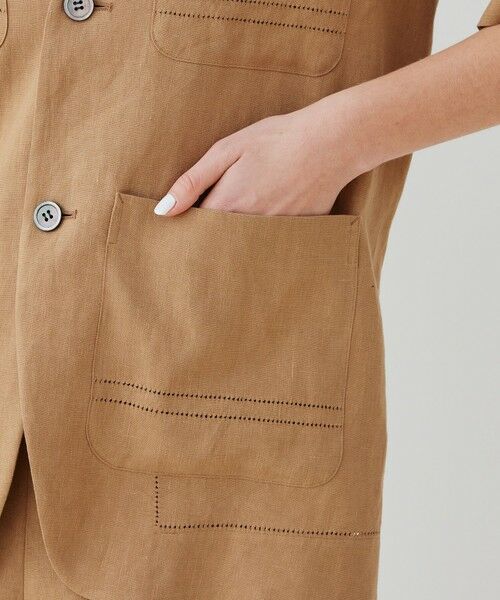 TOMORROWLAND / トゥモローランド ノーカラージャケット | リブコンビフレンチリネン ハーフスリーブジャケット | 詳細8