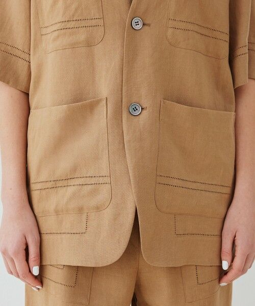 TOMORROWLAND / トゥモローランド ノーカラージャケット | リブコンビフレンチリネン ハーフスリーブジャケット | 詳細9