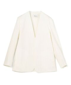 TOMORROWLAND / トゥモローランド ノーカラージャケット | リネンストレッチ ノーカラージャケット