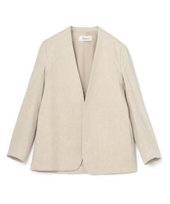 TOMORROWLAND / トゥモローランド ノーカラージャケット | リネンストレッチ ノーカラージャケット