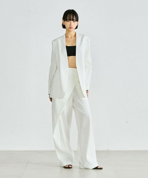 TOMORROWLAND / トゥモローランド ノーカラージャケット | リネンストレッチ ノーカラージャケット | 詳細1