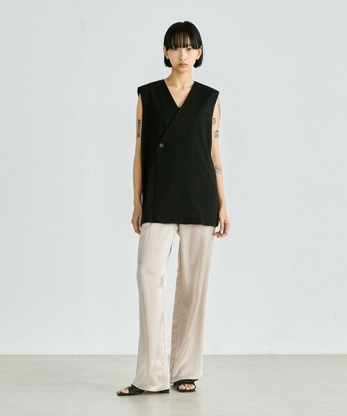 TOMORROWLAND / トゥモローランド ベスト | リネンストレッチ Vネックジレ | 詳細1