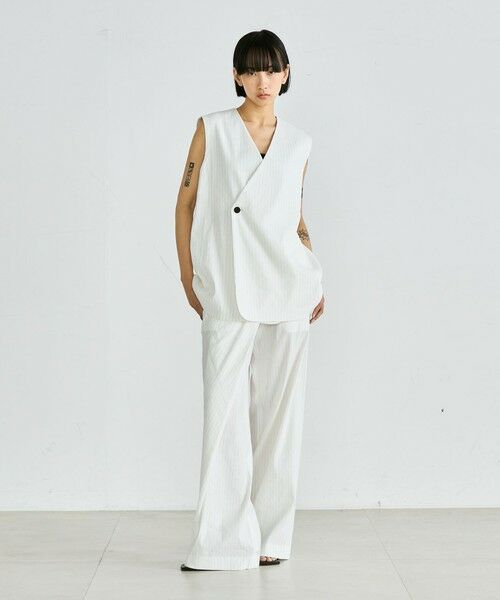 TOMORROWLAND / トゥモローランド ベスト | リネンストレッチ Vネックジレ | 詳細12