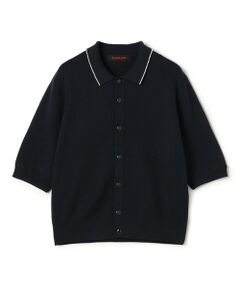 コットンカシミヤ パールポロカーディガン