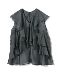 TOMORROWLAND / トゥモローランド シャツ・ブラウス | セルロースポリエステルオーガンジー フリルブラウス