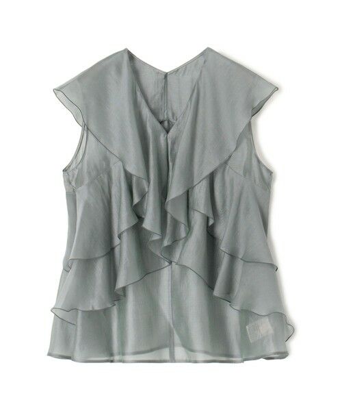 TOMORROWLAND / トゥモローランド シャツ・ブラウス | セルロースポリエステルオーガンジー フリルブラウス(63 ライトブルー)