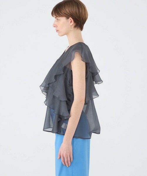 TOMORROWLAND / トゥモローランド シャツ・ブラウス | セルロースポリエステルオーガンジー フリルブラウス | 詳細3