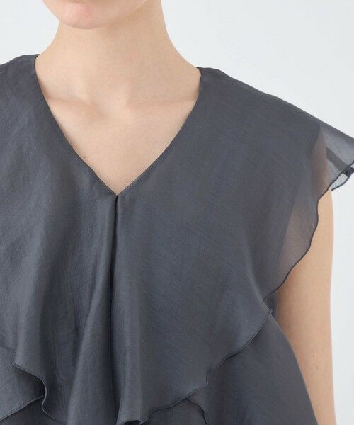 TOMORROWLAND / トゥモローランド シャツ・ブラウス | セルロースポリエステルオーガンジー フリルブラウス | 詳細5