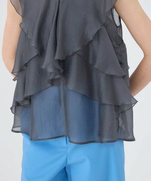 TOMORROWLAND / トゥモローランド シャツ・ブラウス | セルロースポリエステルオーガンジー フリルブラウス | 詳細7