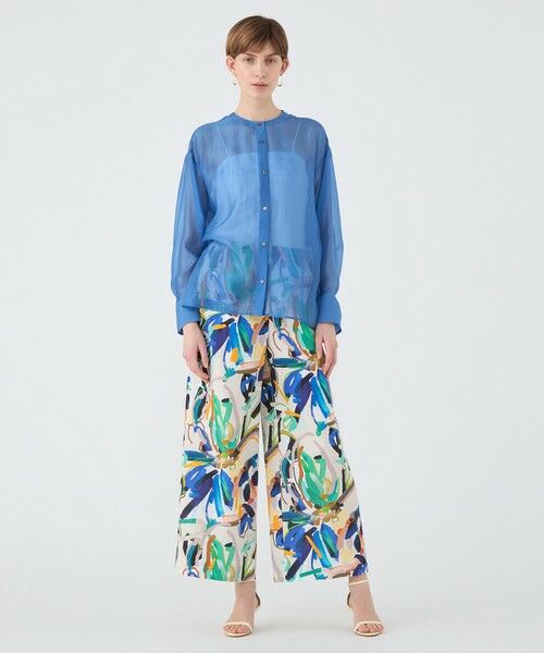 セルロースポリエステルオーガンジー サイドギャザーシャツ