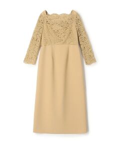 TOMORROWLAND / トゥモローランド ドレス | レースコンビ スクエアネックワンピース