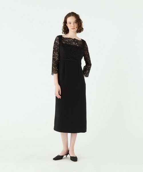 TOMORROWLAND / トゥモローランド ドレス | レースコンビ スクエアネックワンピース | 詳細1