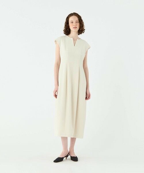 スティフダブルクロス バレルシルエットワンピース （ロング