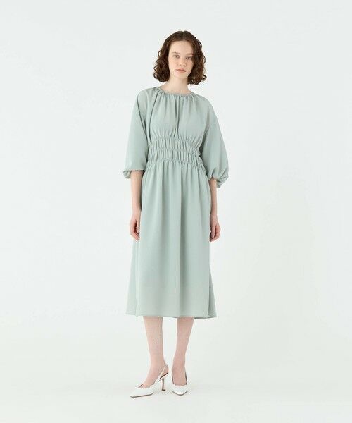 TOMORROWLAND / トゥモローランド ミニ丈・ひざ丈ワンピース | ウズラクレープ シャーリングワンピース | 詳細1