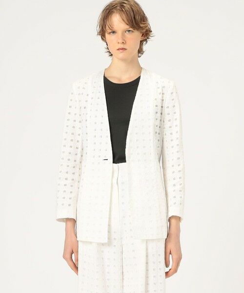 TOMORROWLAND / トゥモローランド ノーカラージャケット | コットンエンブロイダリー Vカラージャケット | 詳細12