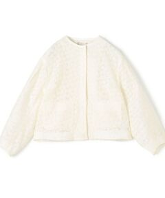 【お値下げ・美品】トゥモローランド ボールジィ　ツイード　ジャケット　ホワイト スラブコットンツイード Vクルーネックジャケット