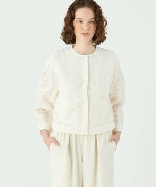 TOMORROWLAND / トゥモローランド ノーカラージャケット | アリッサムカットジャカード クルーネックジャケット | 詳細3