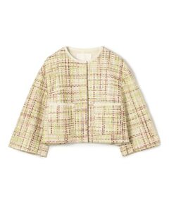 TOMORROWLAND / トゥモローランド ノーカラージャケット | モザイクツイード ショートクルージャケット