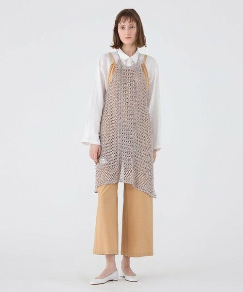 TOMORROWLAND / トゥモローランド ミニ丈・ひざ丈ワンピース | メタリッククロシェ エプロンワンピース | 詳細1