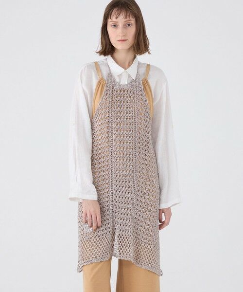 TOMORROWLAND / トゥモローランド ミニ丈・ひざ丈ワンピース | メタリッククロシェ エプロンワンピース | 詳細2