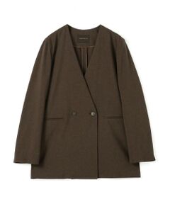 レディース ノーカラージャケット（条件：ブラウン系