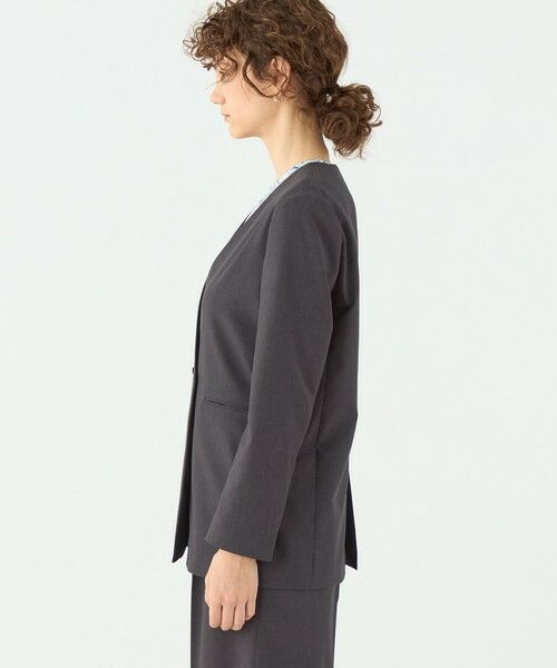 TOMORROWLAND / トゥモローランド ノーカラージャケット | エクストラファインポリエステルトロピカル Vカラージャケット | 詳細3