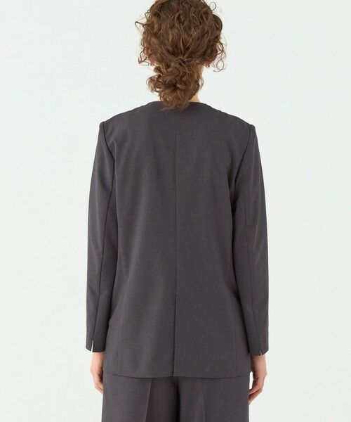 TOMORROWLAND / トゥモローランド ノーカラージャケット | エクストラファインポリエステルトロピカル Vカラージャケット | 詳細4