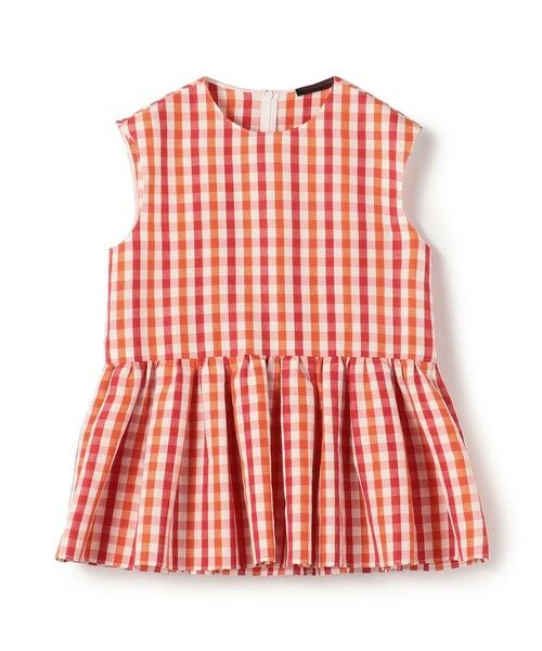 TOMORROWLAND/トゥモローランド ピコロールギンガムチェック ペプラムブラウス 36 レッド系 36(9号)