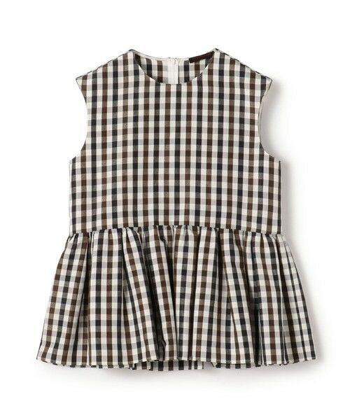 TOMORROWLAND/トゥモローランド ピコロールギンガムチェック ペプラムブラウス 68 ネイビー系 36(9号)