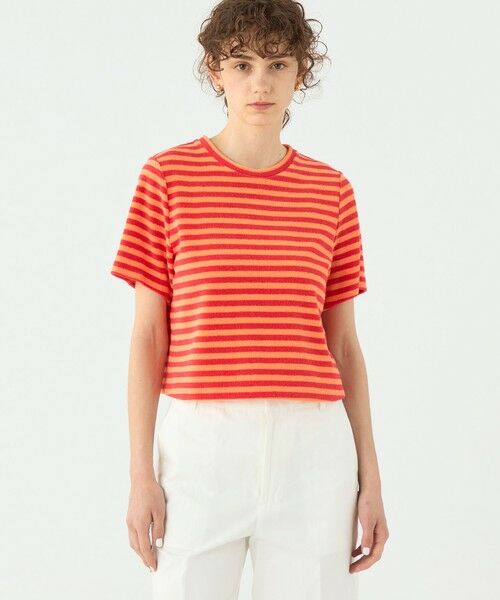 TOMORROWLAND / トゥモローランド カットソー | パイルボーダー ハーフスリーブプルオーバー | 詳細2