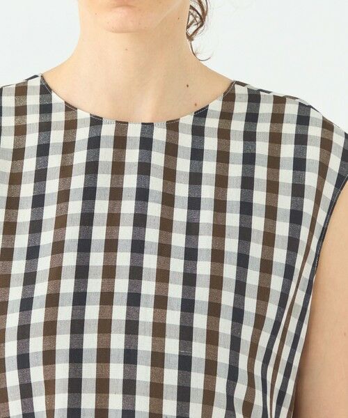 TOMORROWLAND / トゥモローランド ミニ丈・ひざ丈ワンピース | ピコロールギンガムチェック コクーンワンピース | 詳細4
