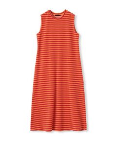 TOMORROWLAND / トゥモローランド ミニ丈・ひざ丈ワンピース | パイルボーダー スリーブレスワンピース