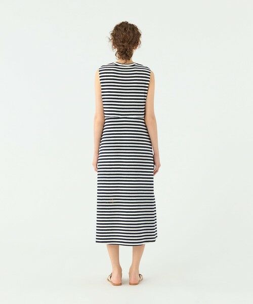 TOMORROWLAND / トゥモローランド ミニ丈・ひざ丈ワンピース | パイルボーダー スリーブレスワンピース | 詳細3