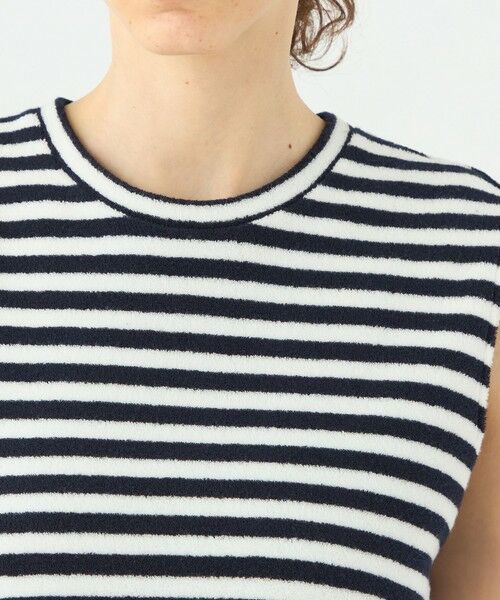 TOMORROWLAND / トゥモローランド ミニ丈・ひざ丈ワンピース | パイルボーダー スリーブレスワンピース | 詳細4