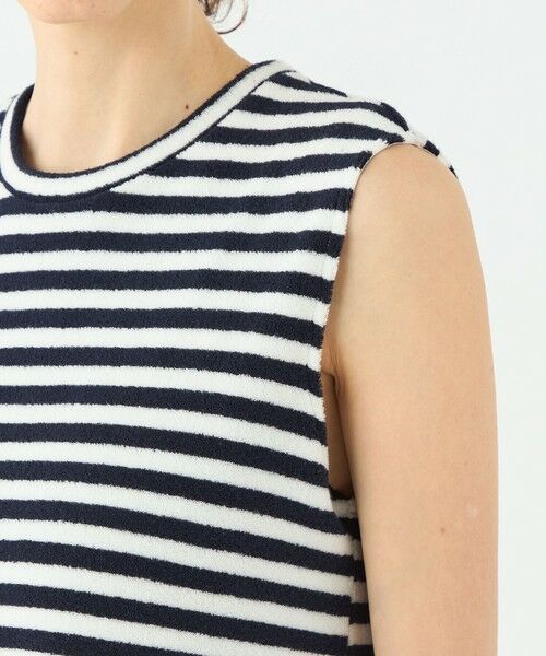 TOMORROWLAND / トゥモローランド ミニ丈・ひざ丈ワンピース | パイルボーダー スリーブレスワンピース | 詳細5