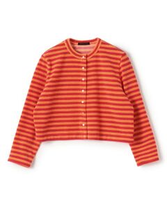 TOMORROWLAND / トゥモローランド カーディガン・ボレロ | パイルボーダー クルーネックカーディガン