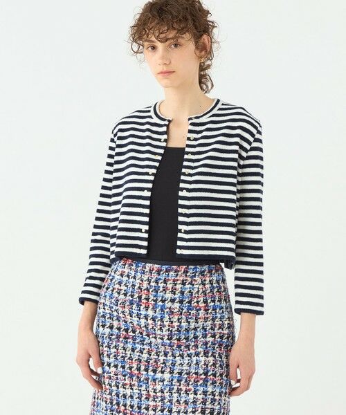 TOMORROWLAND / トゥモローランド カーディガン・ボレロ | パイルボーダー クルーネックカーディガン | 詳細2