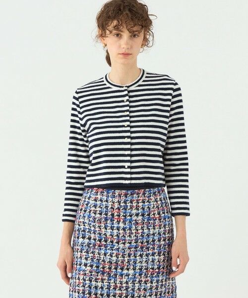 TOMORROWLAND / トゥモローランド カーディガン・ボレロ | パイルボーダー クルーネックカーディガン | 詳細3