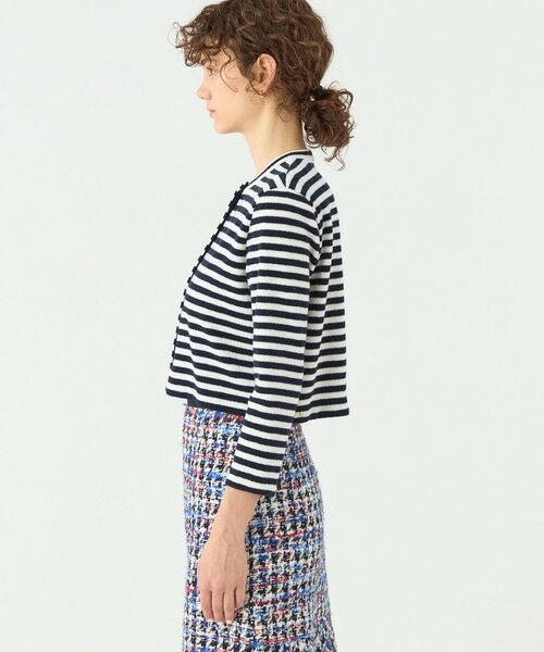 TOMORROWLAND / トゥモローランド カーディガン・ボレロ | パイルボーダー クルーネックカーディガン | 詳細4