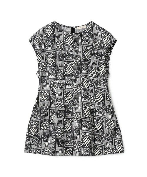 TOMORROWLAND/トゥモローランド パッチワークレースプリント シェイプブラウス 18 ブラック系 F TOMORROWLAND/トゥモローランド パッチワークレースプリント シェイプブラウス 18 ブラック系 F