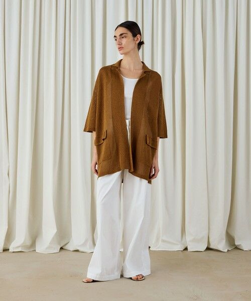 TOMORROWLAND / トゥモローランド カーディガン・ボレロ | コットンシルクペーパーツイスト ラペルカラーカーディガン | 詳細1