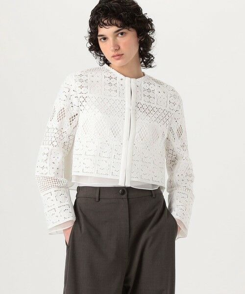TOMORROWLAND / トゥモローランド テーラードジャケット | パッチワークレース ノーカラーブルゾン | 詳細2