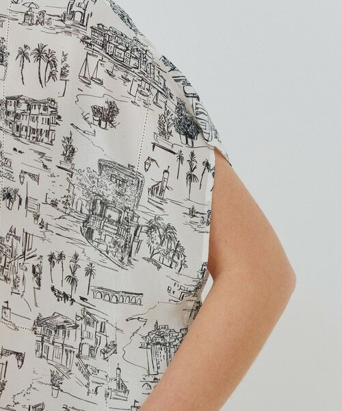 LandScapeシルクストレッチ スタンドネックボックスシャツ