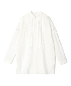ホワイトコンビネーション タックボザムブラウス （シャツ
