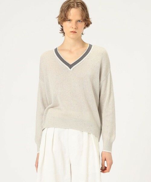 TOMORROWLAND / トゥモローランド ニット・セーター | リネンコットンスパンコール Vネックプルオーバー | 詳細2