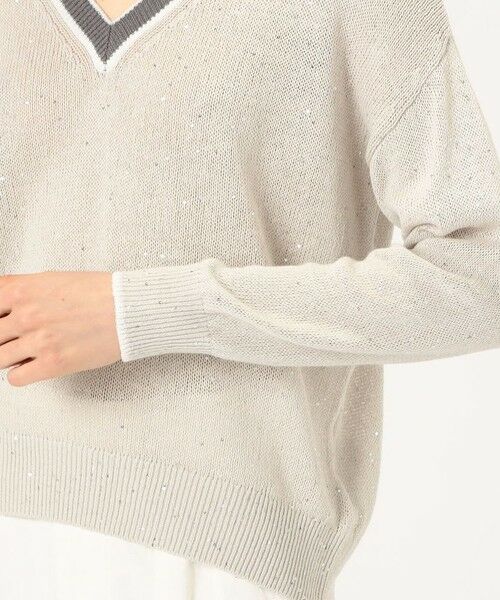 TOMORROWLAND / トゥモローランド ニット・セーター | リネンコットンスパンコール Vネックプルオーバー | 詳細7