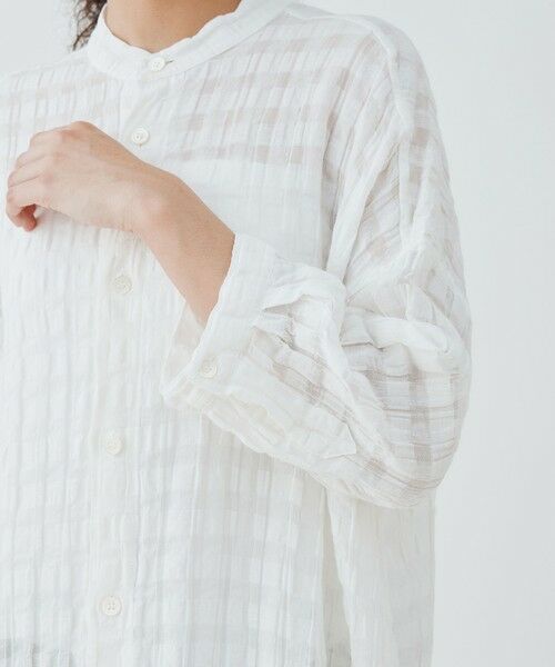 TOMORROWLAND / トゥモローランド ロング・マキシ丈ワンピース | シアーチェック ドロップショルダーシャツワンピース | 詳細5