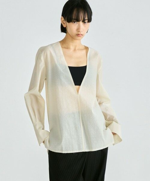 TOMORROWLAND / トゥモローランド シャツ・ブラウス | シアーウール Vネックシャツ | 詳細3