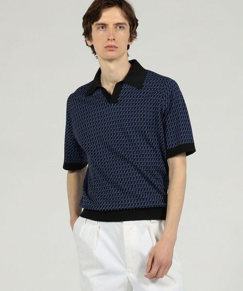 TOMORROWLAND / トゥモローランド ニット・セーター | コットンリネンナイロン ジオメトリック ハーフスリーブ プルオーバーニット | 詳細1